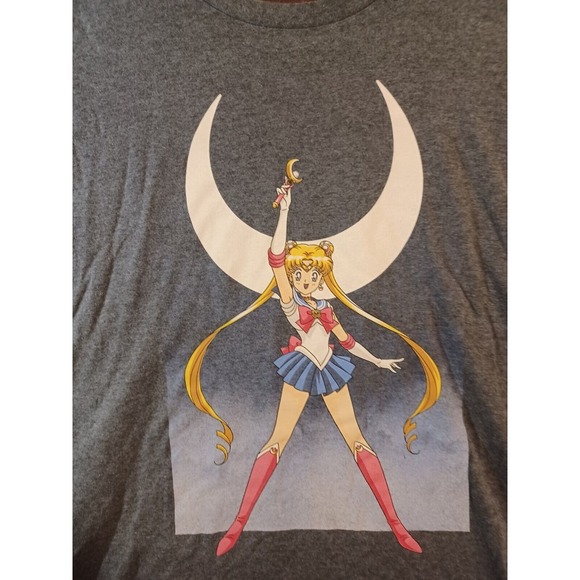 *MENS SAILOR MOON SHORT SLEEVE BOLD JUSTICE GRAPHIC T-SHIRT Grey COTTON 2xl - Picture 2 of 6
